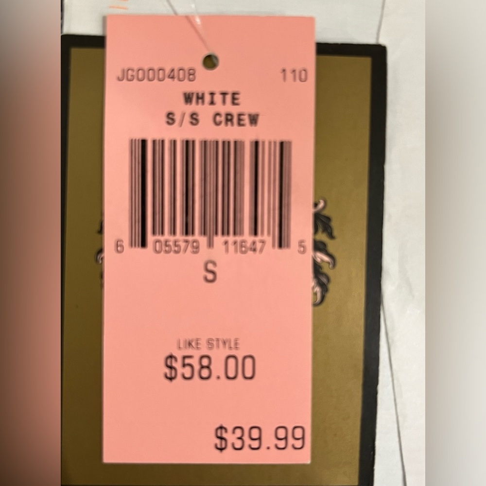 Juicy Couture Women’s White T-Shirt Size Small NWT Short Sleeve - Picture 6 of 6